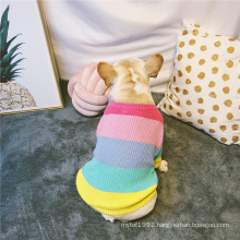 Pet sweater factory OEM Rainbow pet dog sweater custom 7GG colorful hot pet dog clothes hand crochet dog sweater